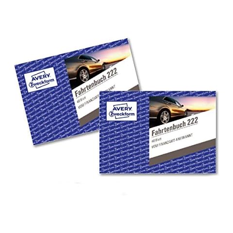 AVERY Zweckform 222-2 Fahrtenbuch für PKW im 2er-Pack (vom Finanzamt anerkannt, A6 quer, 80 Seiten insgesamt 390 Fahrten, für Deutschland und Österreich zur Abgrenzung privater/geschäftlicher Fahrten) Cover