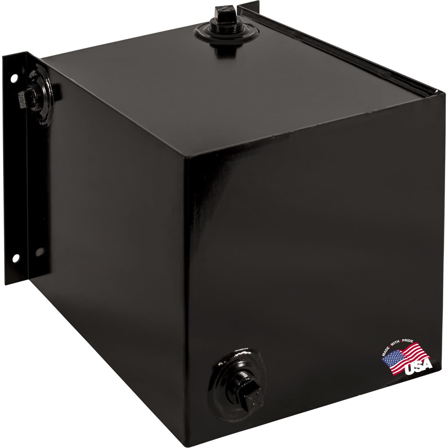 Buyers Products SMR7S Side Mount Steel Hydraulic Reservoir, 7 Gallon, Powder-Coated HRPO Steel, Internally Baffled, Welded Rear Brackets, 2 in. NPT Suction/Return, 1-1/4 in. NPT Return Port