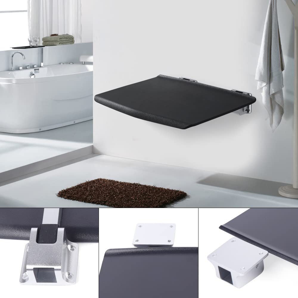 Silla De Ducha Plegable, Asiento De Ducha De Pared, Color Negro, con Soportes para Silla De Ducha Plegable De Pared.