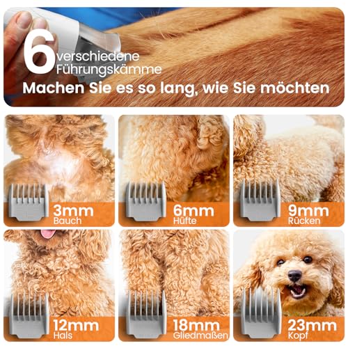 oneisall Hundeschermaschine mit Staubsauger, Super Saugkraft mit 12000 Pa Saugt 99.99% der Tierhaare, Leise Schermaschine Hund Katze Hundehaarschneidemaschine mit 7 Pflegewerkzeugen