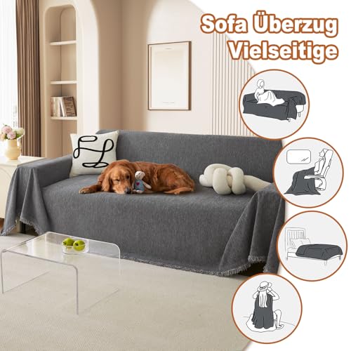 BXAEYIPOR Sofa überzug-2025 Neue Universelle rutschfeste Sofa Überwurf,Sofa-Schutzhülle 1/2/3/4 Sitzer für Wohnzimmer,Dunkelgrau Sofabezug