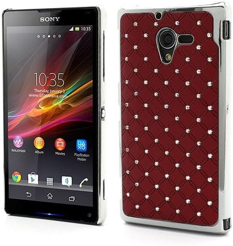 JUJEO Shiny Starry Sky Rhinestone Electroplated Hard Case for Sony Xperia ZL C6503 C6502 C6506 L35h - Non-Retail Packaging - Red