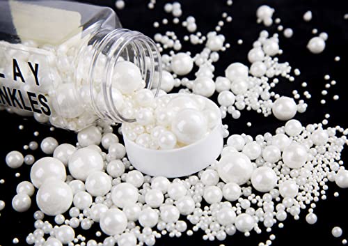 Essbare weiße perlen Zucker streusel 120g Dessert Streusel|Kuchen Cupcake Topper Cookie-Dekorationen Süße Persönlichkeiten Zuckerstreusel für Hochzeiten und tägliche Kuchendekorationen