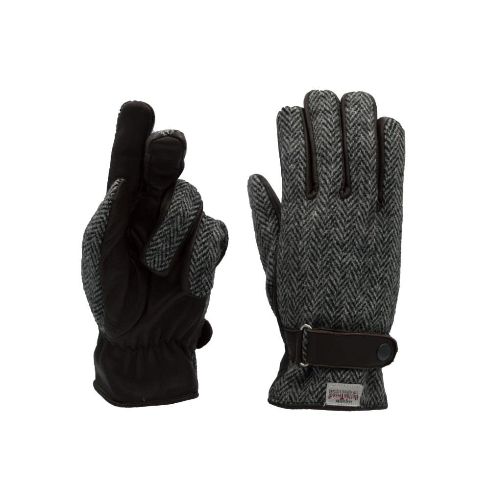 Walker & Hawkes - Herren Handschuhe - aus schottischem Harris-Tweed & Leder - Overcheck-Tartanmuster