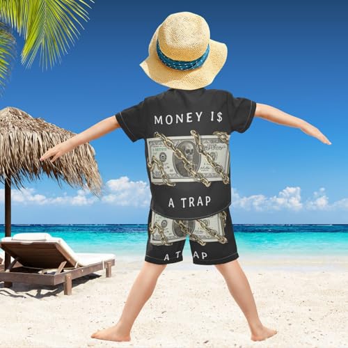 Image of visesunny Boys Hawaiian Shirt and Short Set Summer Outfit Kids 2 Piece Clothes Set 3-10Y