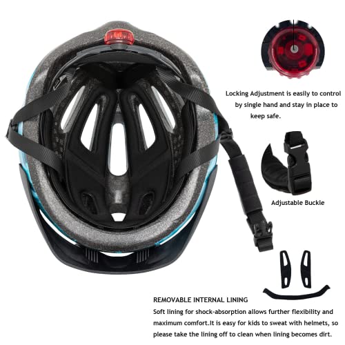 Image of Exclusky Kids Bike Helmet with LED Light - Adjustable Multi-Sport Youth Helmet for Boys & Girls, Ages 5-12, Fits 50-57cm, Cycling Safety Gear