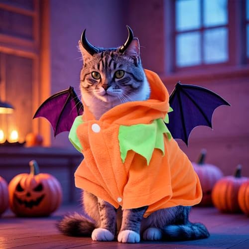 Halloween-Kürbis-Kostüm für Hunde und Katzen, lustige Haustierkleidung, für kleine Hunde, Katzen, Welpen, Größe XL