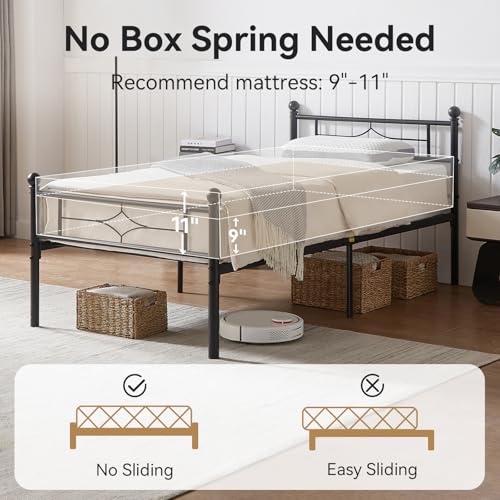 Image of Nelaukoko Twin Metal Bed Frame with Headboard and Footboard, Platform Bed Frame Twin Size with Storage Underneath, Strong Metal Slats Support, No Box Spring Needed, Easy Assembly