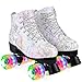 ERNAN Patines LED, Patines 4 Ruedas,Patines En Paralelo Niña/Mujer,4 Ruedas Hombre,Top Alto Clásico PatinesSobreRuedas Adulto,Adecuado para Principiantes (White Lightning, 42)