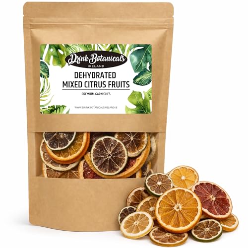 Drink Botanicals Ireland Mixed Dehydrated Citrus Fruits | Dried Orange, Lime, Lemon, Grapefruit Slices | 40+Slices | 100% Natural | For Cocktail Garnishing, Wreath, Cakes | 3.52 Oz,100G | Kraft Pouch
