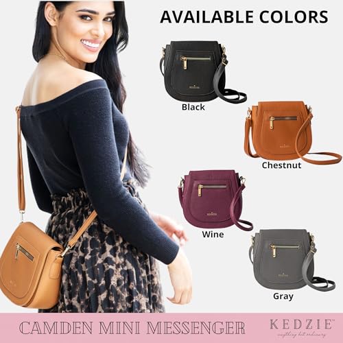 KEDZIE Camden Classic Mini Messenger in Vegan Leather Crossbody Bag Cell Phone Purse for Women4