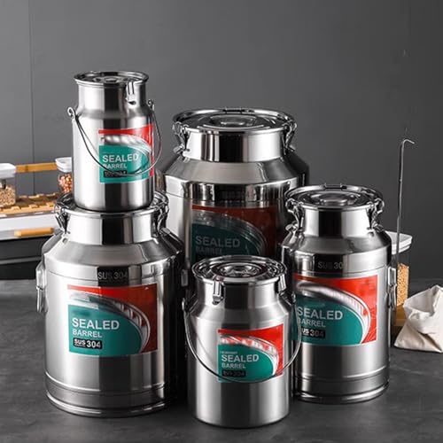 Yiustldd Bidons à Lait de Ferme en Acier Inoxydable 201, Seau à vin, Pot à Lait, boîte de Conservation hermétique avec Couvercle hermétique, Robuste,18L – vue 2