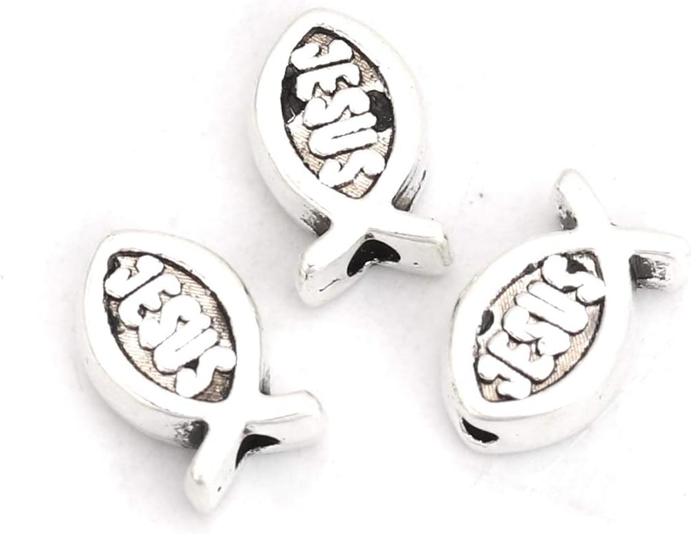 JGFinds Small Spacer Bead Tiny Fish Charms - 95 Pack, 8mm with 1.3mm Hole, (Jesus Religious Fish), Charms for Craft and Jewelry Making Supplies - Image 3