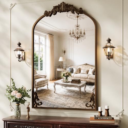 Image of Koonmi Vintage Wall Mirror, 38 inchx26 inch Arched Antique Mirror