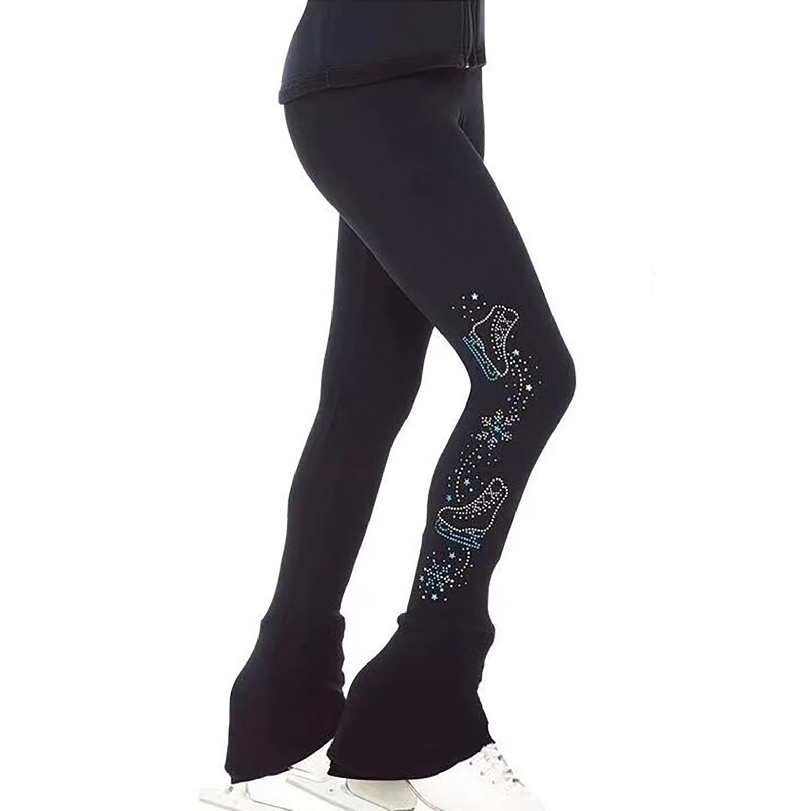 Pantaloni da Pattinaggio Artistico per Donne Ragazze Caldo Pantaloni da Pattinaggio su Ghiaccio Pile Pantaloni da Allenamento per Pattinaggio(Size:XL,Color:Nero)