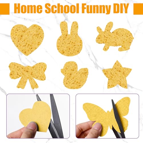 Image of Zhengmy 48 Pieces Sponges Bulk Sponges Kitchen Compressed Sponge Natural Dish Sponge Compressed Wood Pulp Cleaning Without Scratching for Kitchen Bathroom, 3.9 x 2.4 x 0.12 Inch (Yellow)