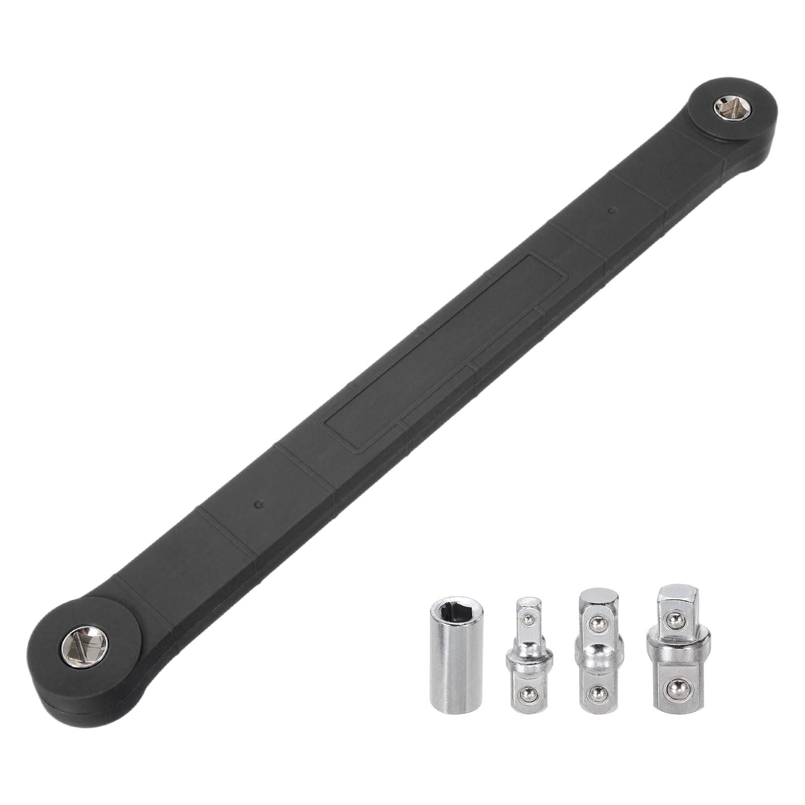 Kozelo Offset Extension Wrench Tight Reach Extension Wrench Set Wrench Extender Tool Bar 15.55" Length with 1/2", 1/4" and 3/8" Square Drive Adapters for Small Place, Black