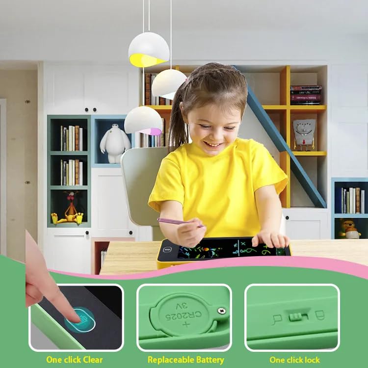 VIVITO 2-in-1 LCD Writing Pencil Case for Kids | Digital Drawing Slate + Pencil Box with Stylus & Erase Button | Reusable, Eco-Friendly, Portable Geometry Box for School | Multicolor | (Pack of 6) 3