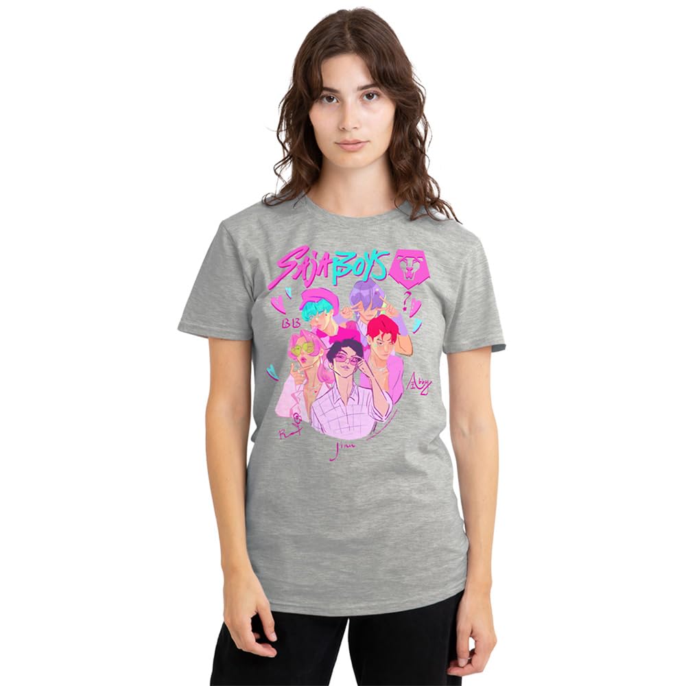 Kpop Demon Hunters Womens Saja Boys Group Signatures Ladies T-Shirt, Athletic Heather, M UK