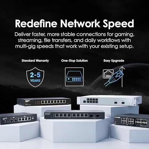 Image of QNAP QSW-L2110-10T-US 10-Port Multi-Gigabit Network Switch | Lite-Managed, 2 x 10GbE Base-T Ports, 8 x 2.5GbE (RJ45) Ports, Light-Managed Ethernet Switch, For Home & SMB Network