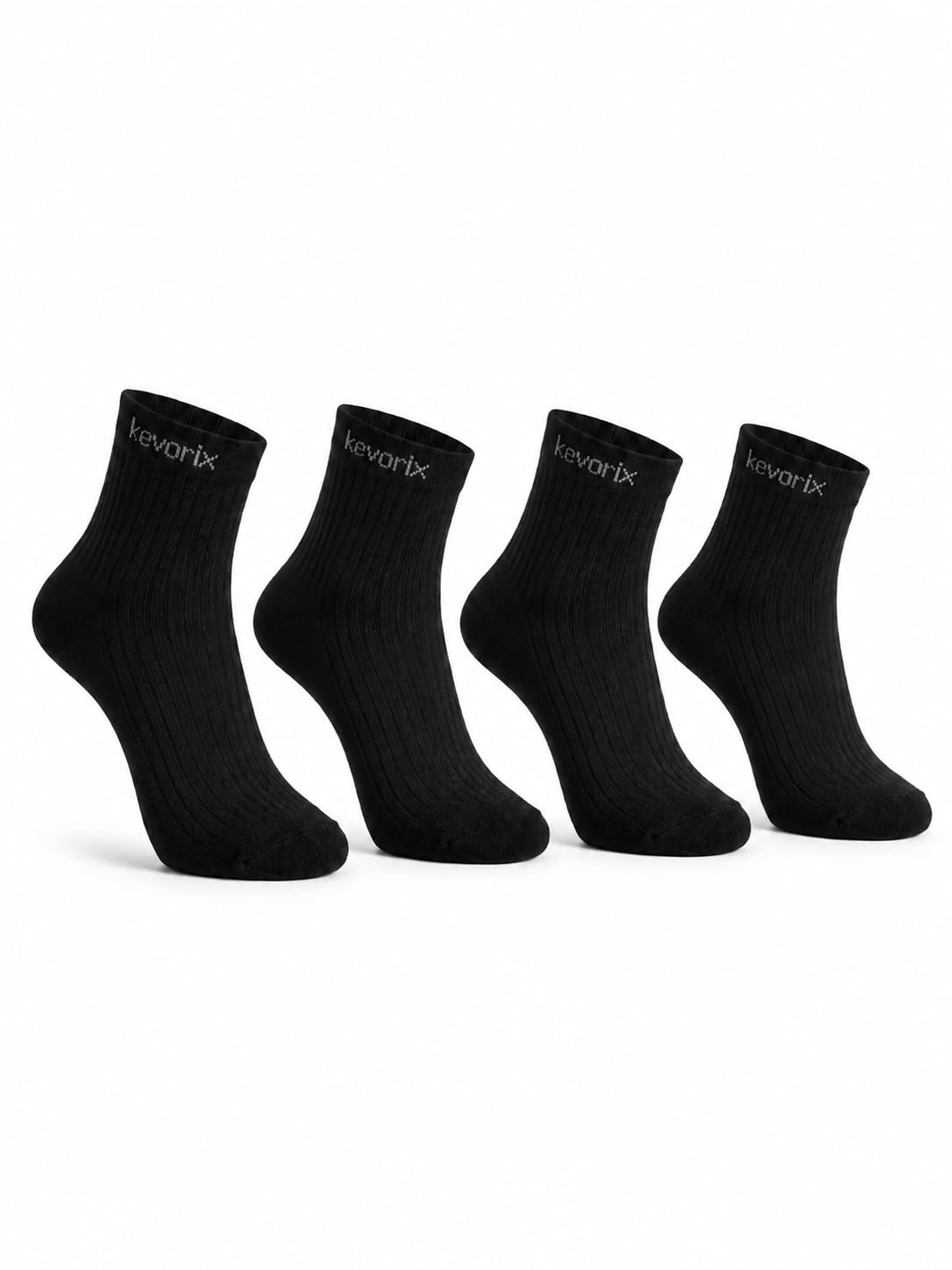 kevorix Ankle Socks, Black, Ribbed, Moisture-Wicking, for Daily Wear, Sports and Casual Use, 4 Pairs-picture-12