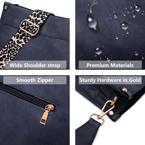 Image of AUYOCO Vegan Leather Crossbody Bags for Women, Crossbody Purse with Guitar Strap Zipped Pockets Handbag Shoulder Bag