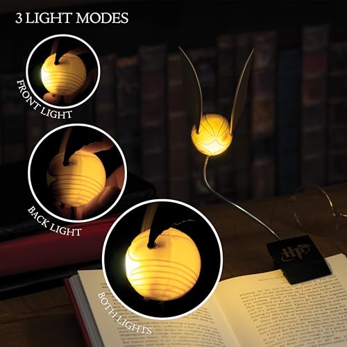 Image of Paladone Golden Snitch Lumi Clip | Convenient Harry Potter Themed Reading Light | Dual Powered by Batteries or USB, Gold (Pack of 12)
