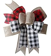 SIMISI RIBBON Christmas Buffalo Plaid Bow Rustic Burlap Crafts Wreath Bow for Holiday Weeding Kit...