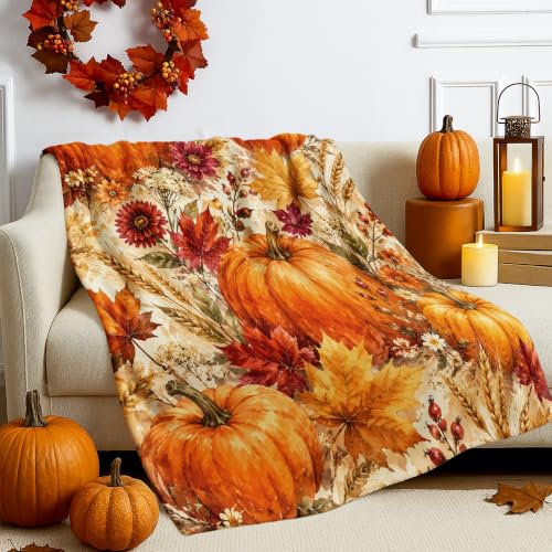 Couverture citrouilles d'automne flanelle douce légère jeté de lit - 7