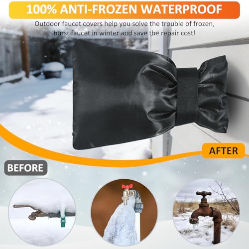 TUPI 2 Pack Outdoor Faucet Covers for Winter | Pro Freeze Protection | Waterproof Spigot Cover, Reusable Winter Insulated Faucet Pipe Protector for Outside Spigot, Hose bib, Water Tap, 8.5