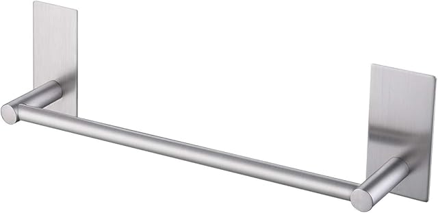 KES Towel Rail Self Adhesive Bathroom Single Towel Holder Bar 34CM SUS304 Stainless Steel Square Base Brushed Finish, A7000S30-2