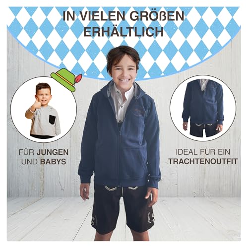 Trachten-Jacke Kinder Jungen Mädchen Sweatjacke Dunkelblau, Gr. 158
