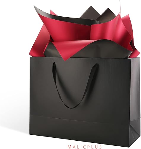 Miniatura 3 de MALICPLUS 12 bolsas de regalo extragrandes de 16 x 6 x 12 pulgadas, lujosas bolsas de regalo grandes de color negro mate con asas para todas las