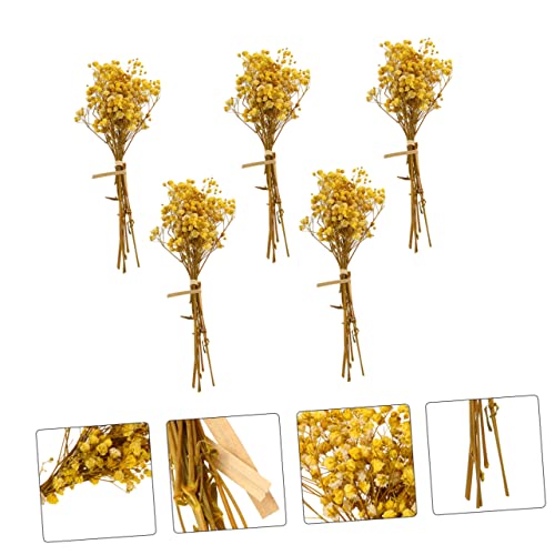 5 ramos de flores secas Gypsophila amarillas para decoración miniatura 6
