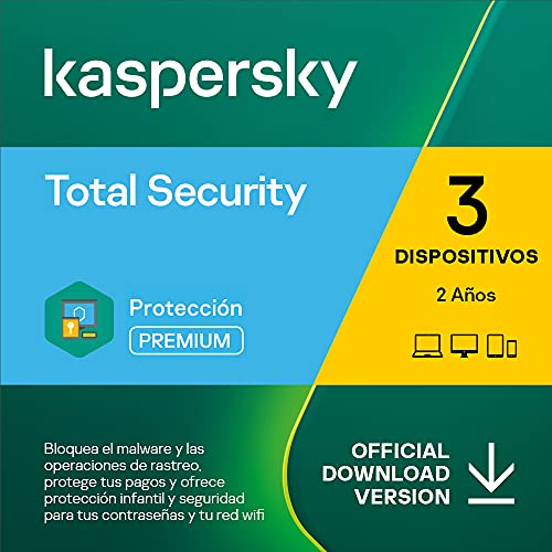 Antivirus 2020 Kaspersky Total Security 2022 | 3 Dispositivos | 2 Años | PC / Mac / Android | Código de activación enviado por email