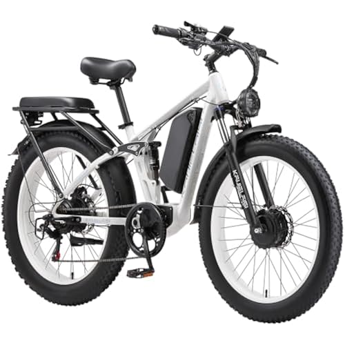 KETELES Ebikes for Adults, AWD Dual Motor Ebike Peak 6000W 26” Electric Bike Fat Tire, 52V 26AH Battery Dual Hydraulic Brake Electric Mountain Bike.