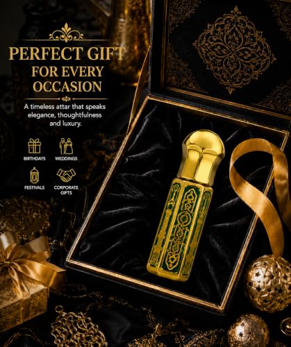Image of SOLAVEA Green Oud Attar Perfume Oil for Men & Women | Premium Arabic Fragrance | Alcohol Free Long Lasting Concentrated Attar | Luxury Roll On Perfume with Oud, Rose & Musk Notes | Travel Friendly Perfume Oil 3ml PACK OF 2