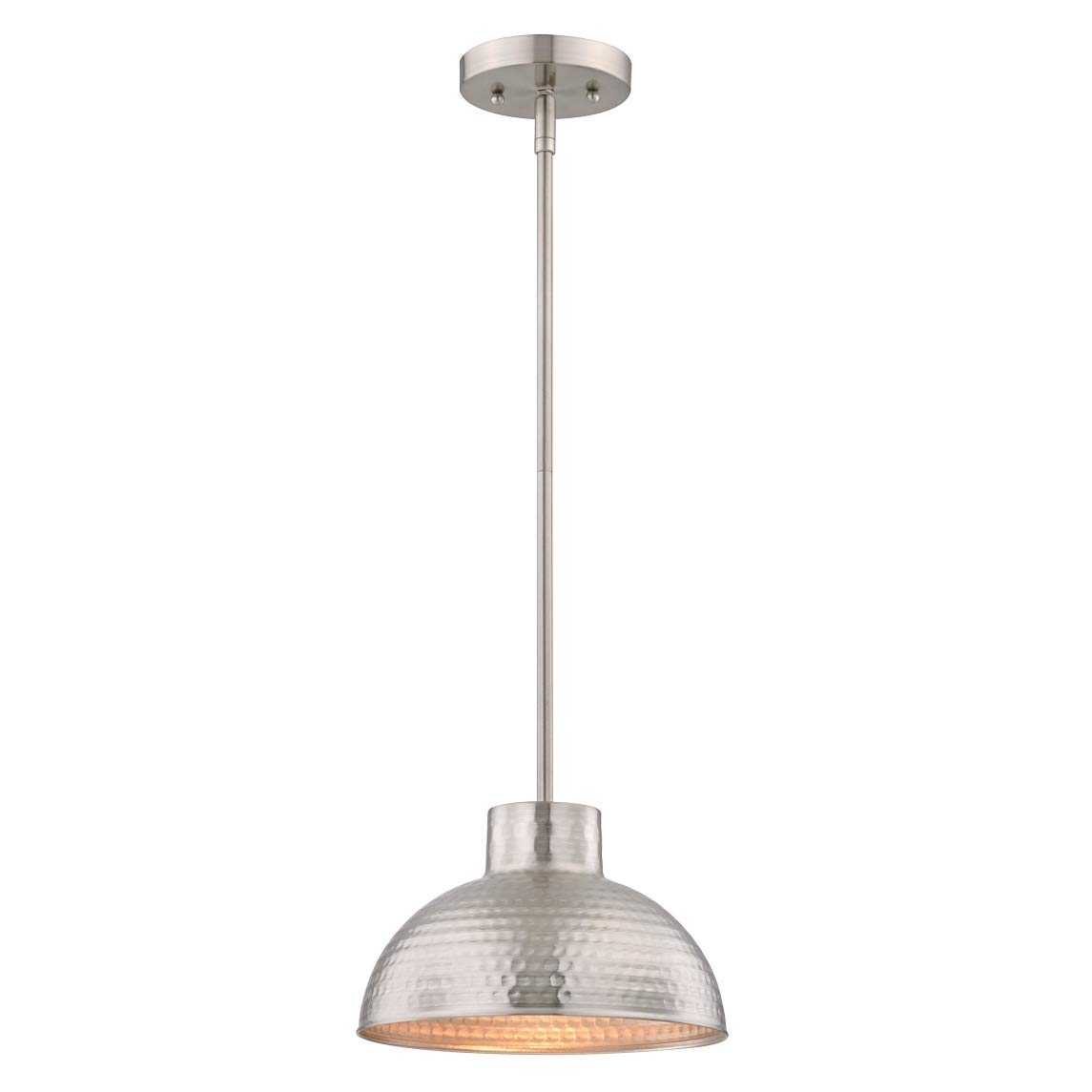 63096 One-Light Indoor Pendant, Brushed Nickel Finish with Hammered Shade