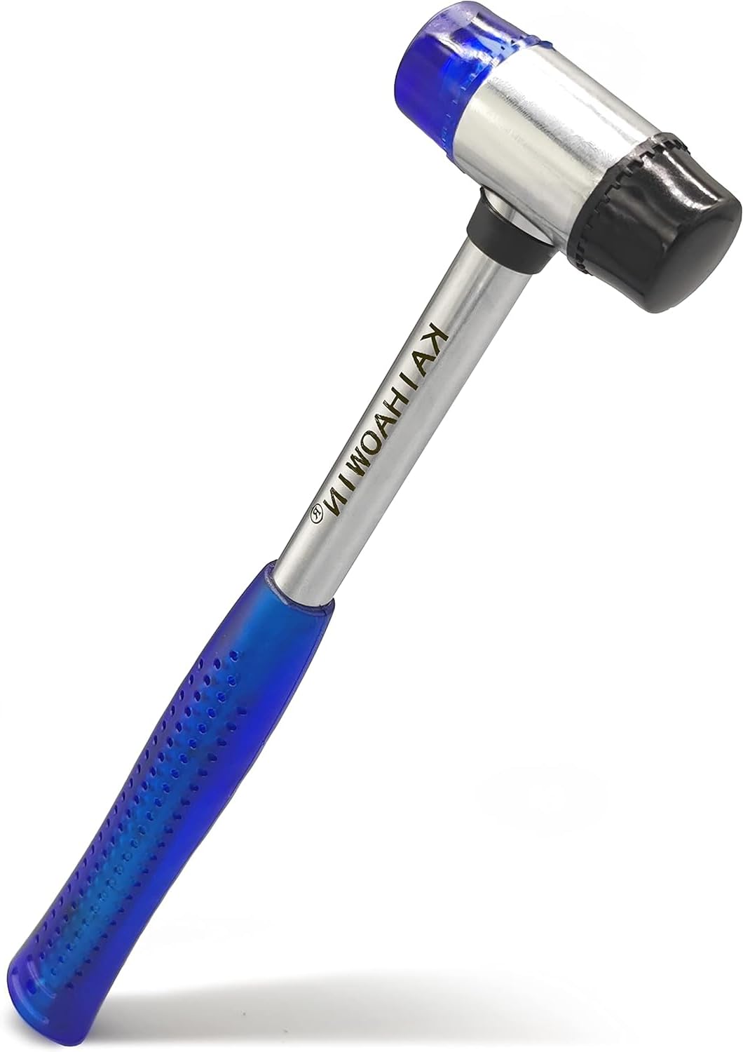 KAIHAOWIN Martillo de Goma 25 mm, Doble Cabezal Pequeño 160 g, Mango Antichoque/Antideslizante, para Madera, Plástico, Cuero, Modelismo y Joyería, Azul