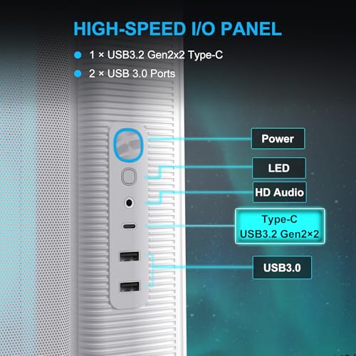 Image of SAMA S50 ATX Mid Tower Gaming PC Case, 4 ARGB PWM Fans, USB-C, White