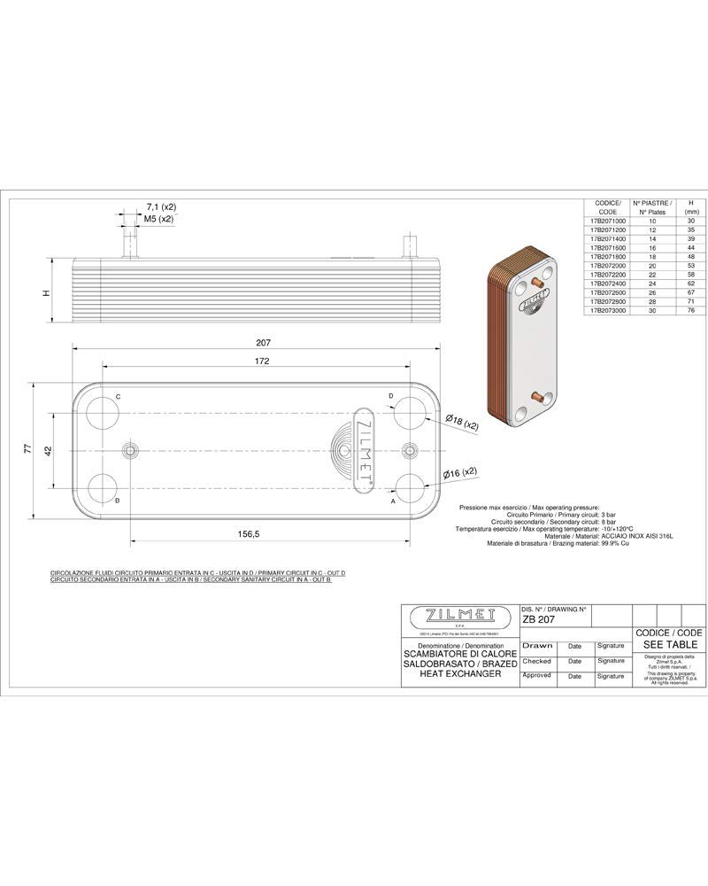 Zilmet Exchanger 12 Plates Boiler Chaffeteaux Nectra Baxi Eco20 