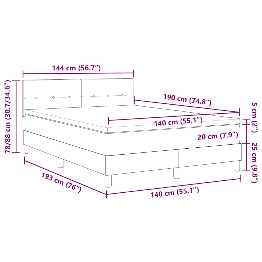 Cama con somier LED gris oscuro con cabecero de terciopelo 140 x 190 cm, cabecero ajustable, tiras LED RGB, material de madera y madera maciza, cama doble moderna para dormitorio