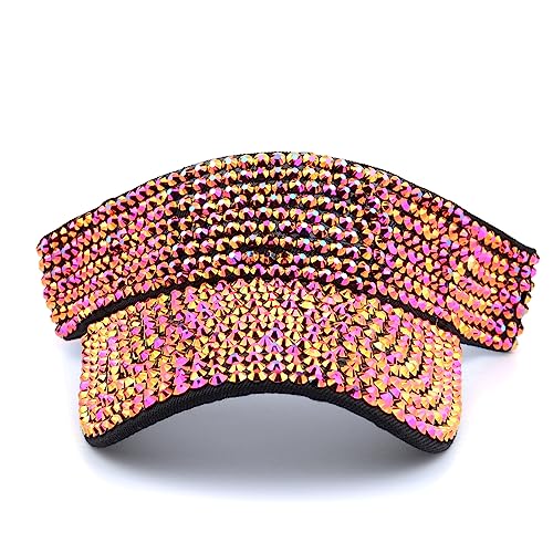 Image of Gudessly Shiny Rhinestones Sport Sun Visor Adjustable Summer Cap Visor Caps for Women Men