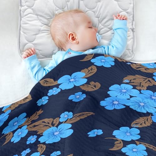 Burbuja Blue Flowers Baby Blanket for Boys Girls, Nursery Soft Warm Swaddling Receiving Baby Blankets, 30x40 in Toddler Blanket4