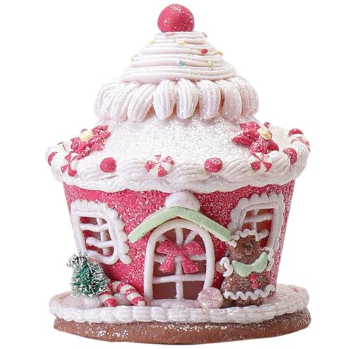 KUYYFDS Gingerbread House Light Up Vibrant Cartoon Christmas Gingerbread House Decor Gingerbread Christmas Decorations for Tabletop Showcase Decor, No Battery, Style2