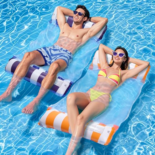 Teverellsax Materassino Mare XL, 2 pezzi Amaca Gonfiabile Galleggiante 4 in 1, Materassino Gonfiabile Mare Piscina, Gonfiabili Piscina, Accessori Piscina Gonfiabile Adulti,Accessori per Piscine Estivi