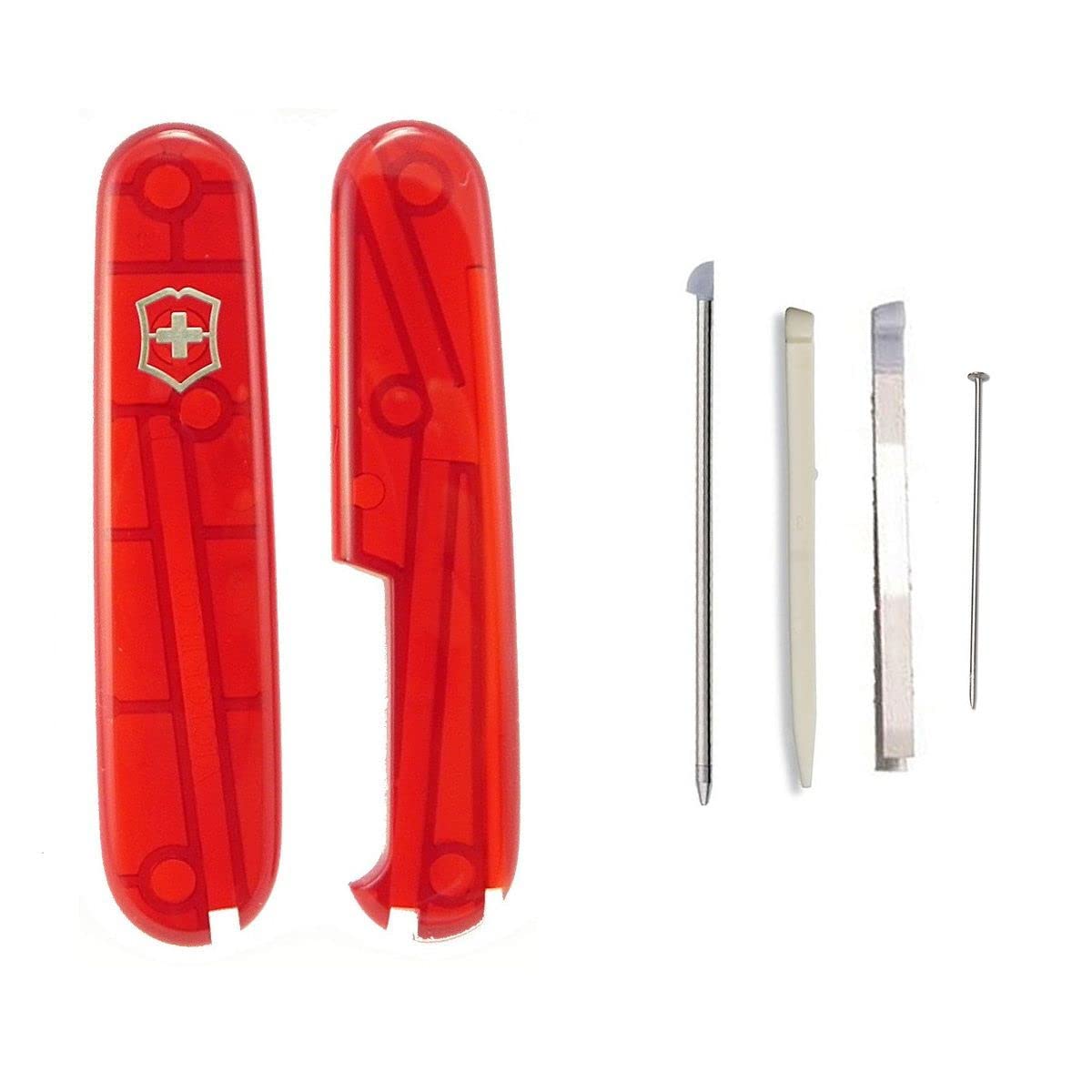 Plus Translucent Red Handle kit for 91mm Swiss Army Knife with spares