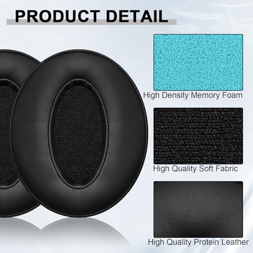 Reposiciones de Almohadillas para Sennheiser HD 4.50BT, HD 4.50BTNC, HD 4.50SE, HD 4.40BT, HD 4.30G, HD 4.20S, HD 458BT, HD 450BT, HD 400S, HD 350BT, HD300 Auriculares, Cubiertas de Almohadillas (Negro) miniatura 5