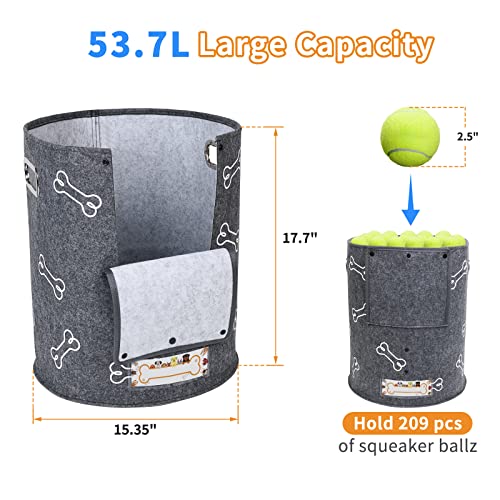 Large Dog Toy Bin with Handle- Round Dog Toy Storage Bin, Dog Toy Baskets Chest Organizer for Pet Supplies, Pet Toy… - Image 4