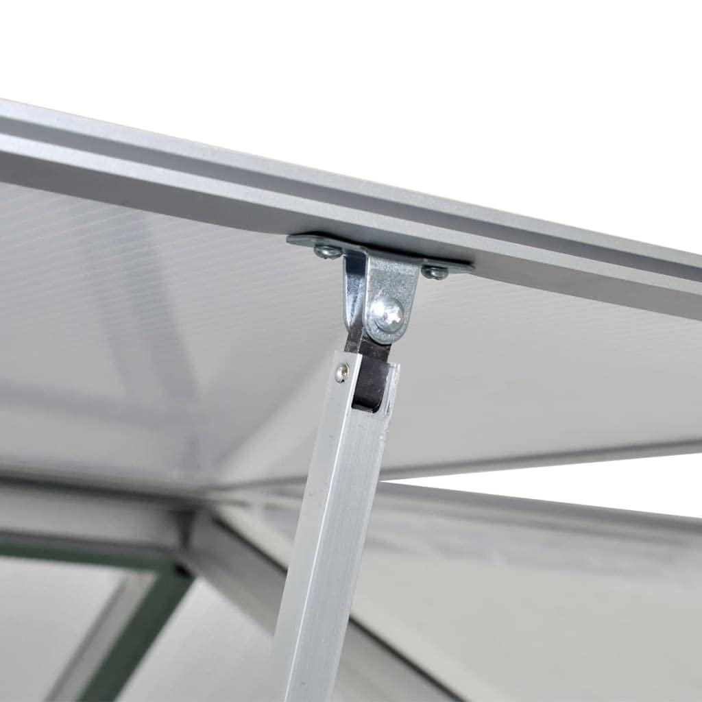 Wzmocniona szklarnia 6,05 m² z aluminiową ramą fundamentową, podwójne ścianki z poliwęglanu 3,8 mm, odporna na promieniowanie UV, ochrona przed mrozem od -20 do 70 °C